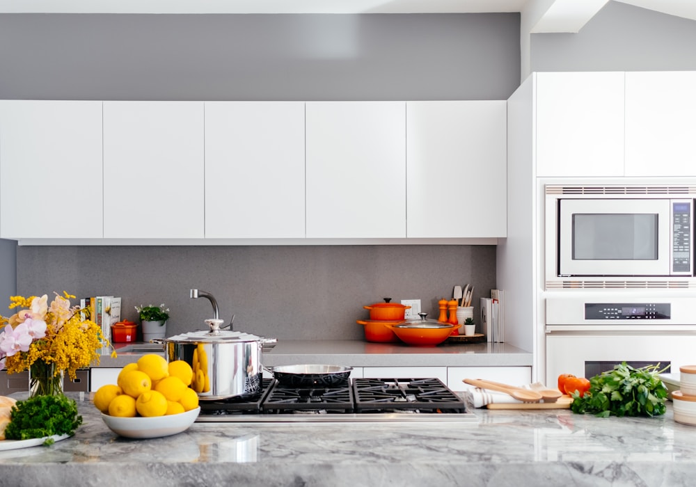 Modern kitchen with cookware