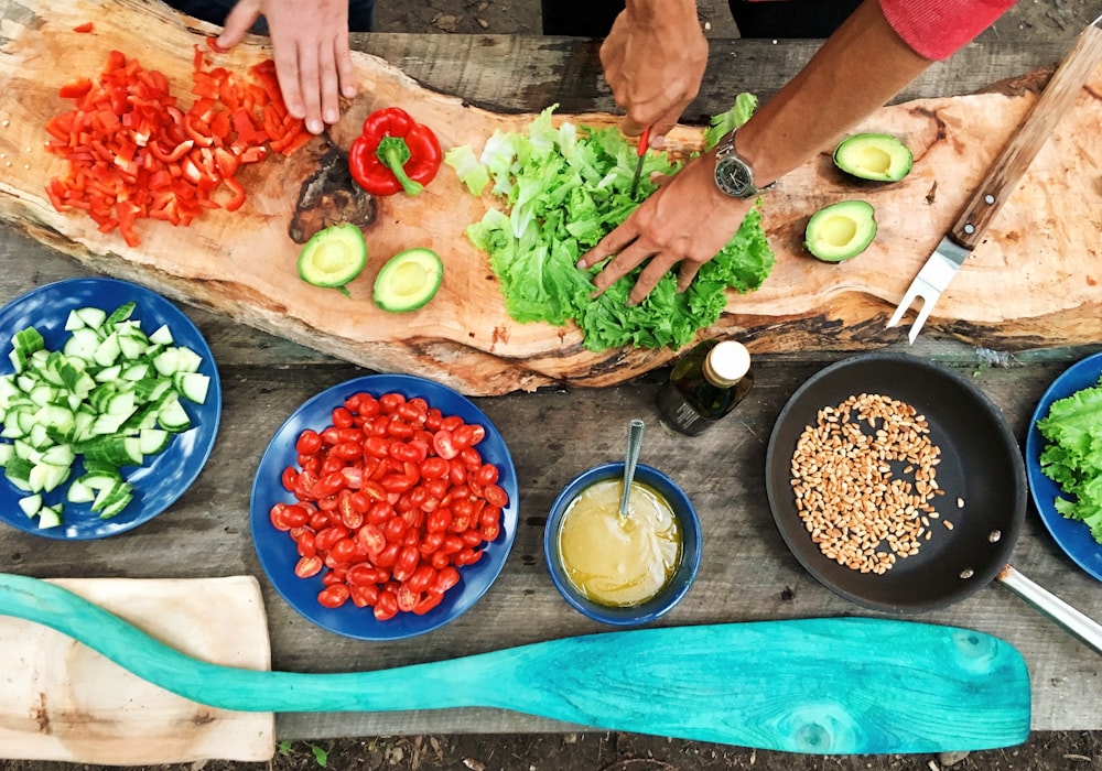 Fresh ingredients and cookware